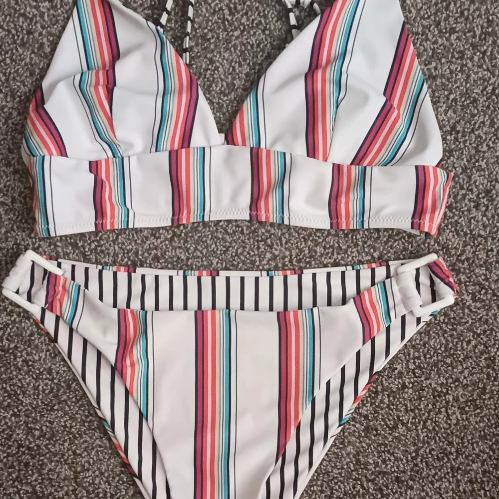 Billabong Striped Bikini - Red, Blue, Black, White